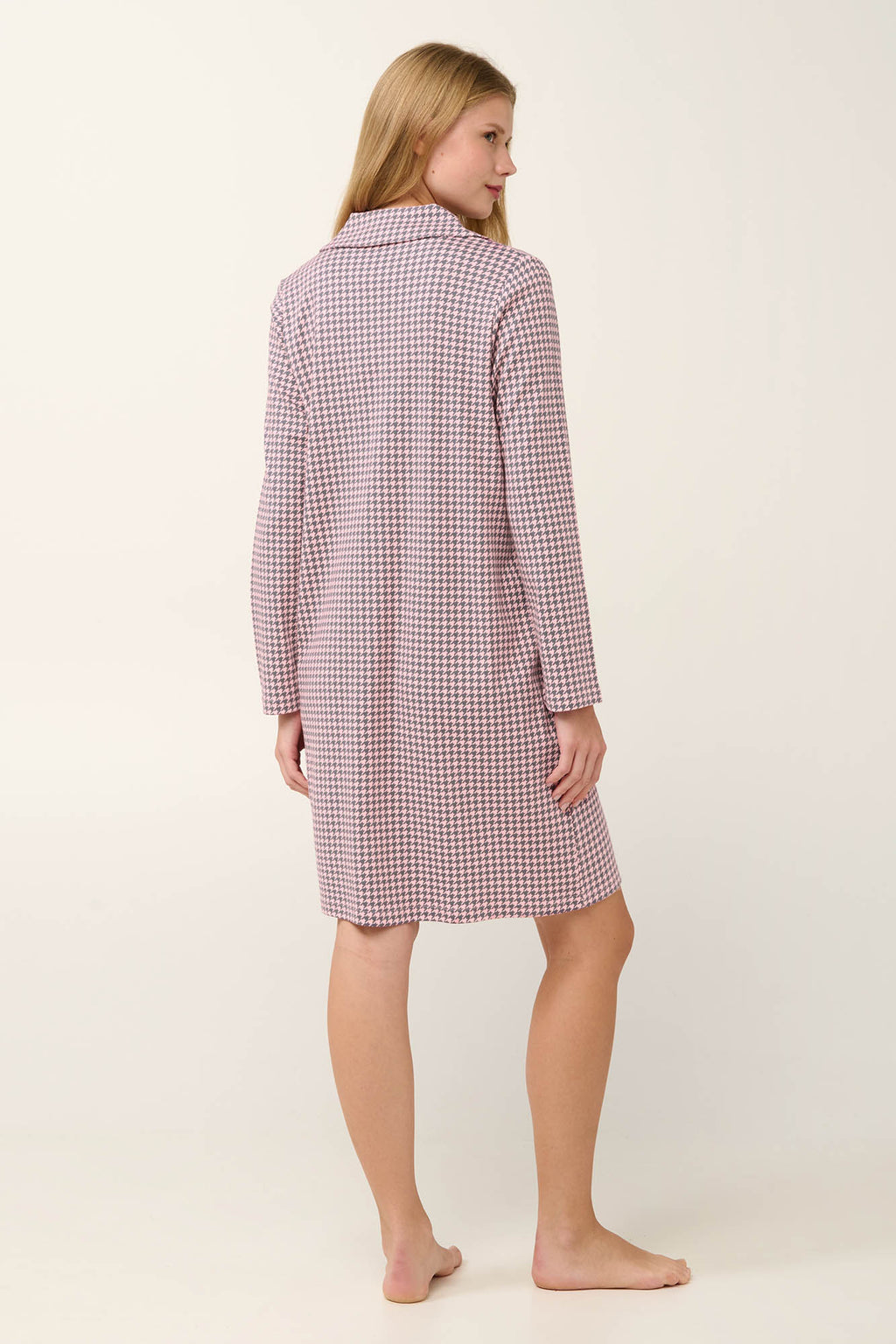 Vamp - Interlock Κουμπωτό Νυχτικό με Houndstooth Μοτίβο