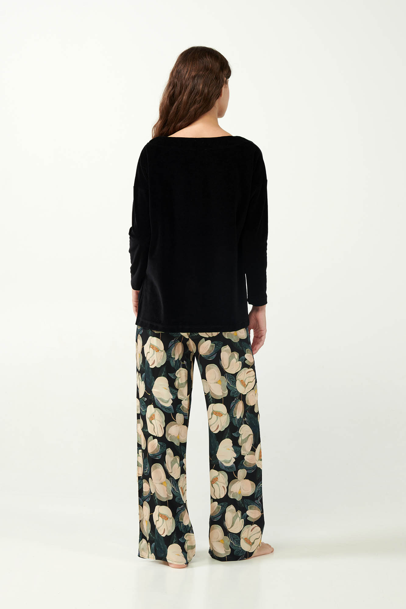 Vamp - Φλοράλ Πυτζάμα με Τοπ από Βελούδο