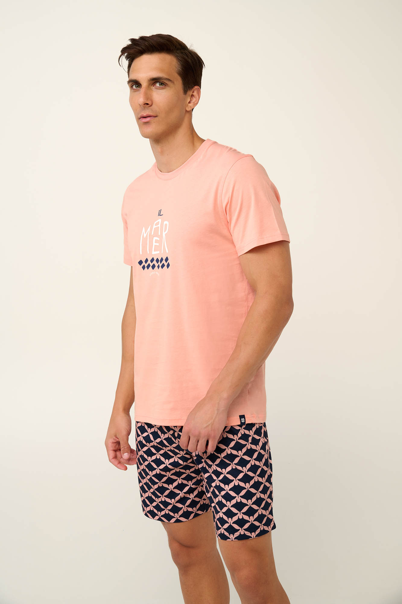 Vamp - Βαμβακερή Ανδρική Πυτζάμα με Κοντό Παντελόνι