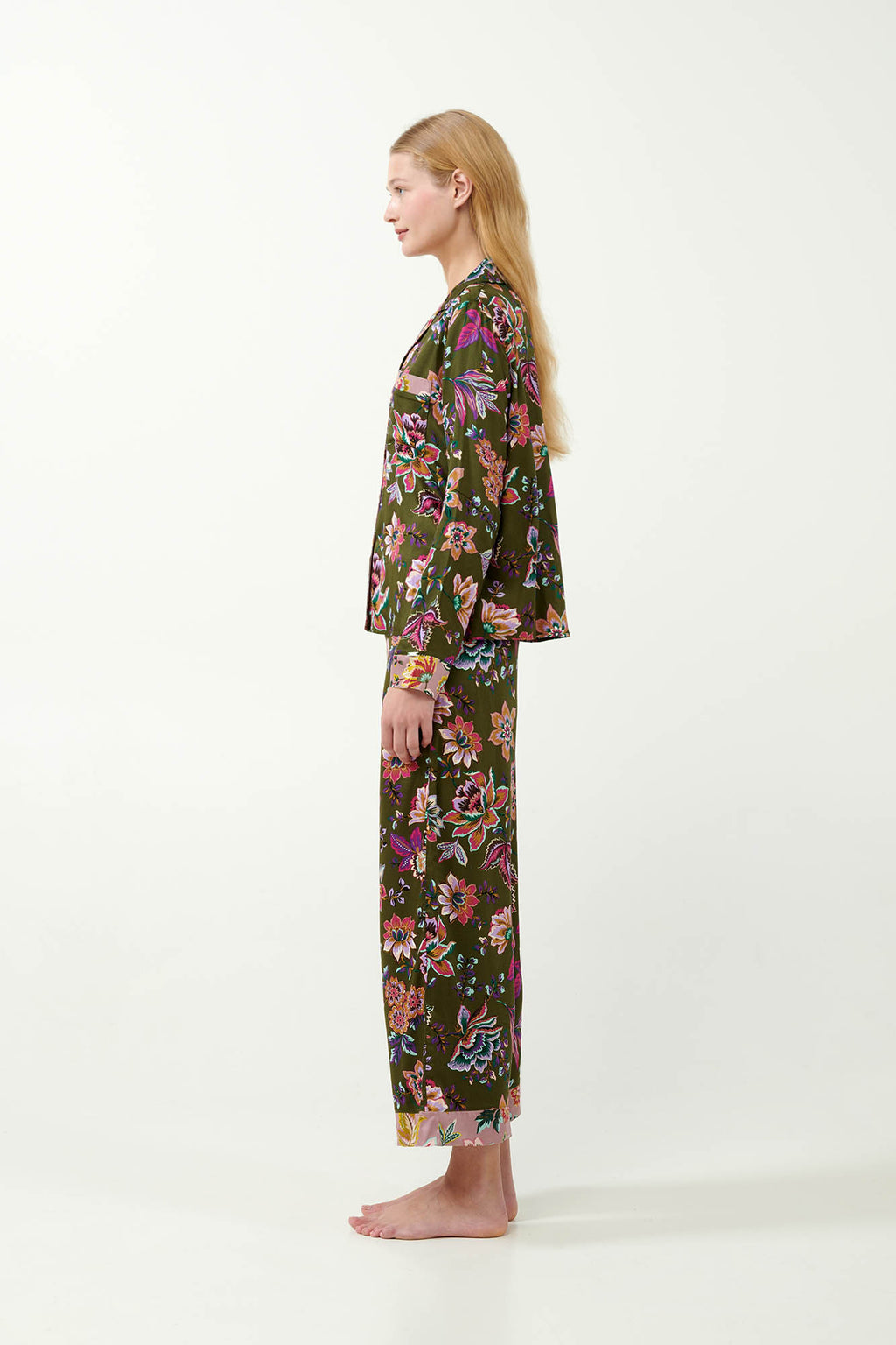 Vamp - Viscose Satin Κουμπωτή Φλοράλ Πυτζάμα