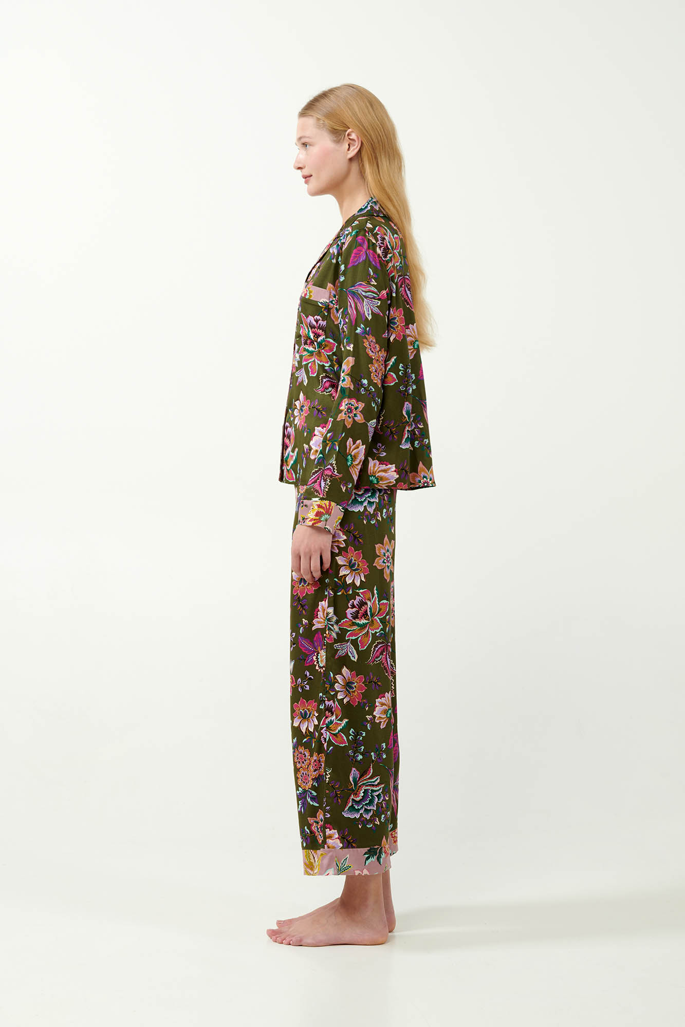 Vamp - Viscose Satin Κουμπωτή Φλοράλ Πυτζάμα