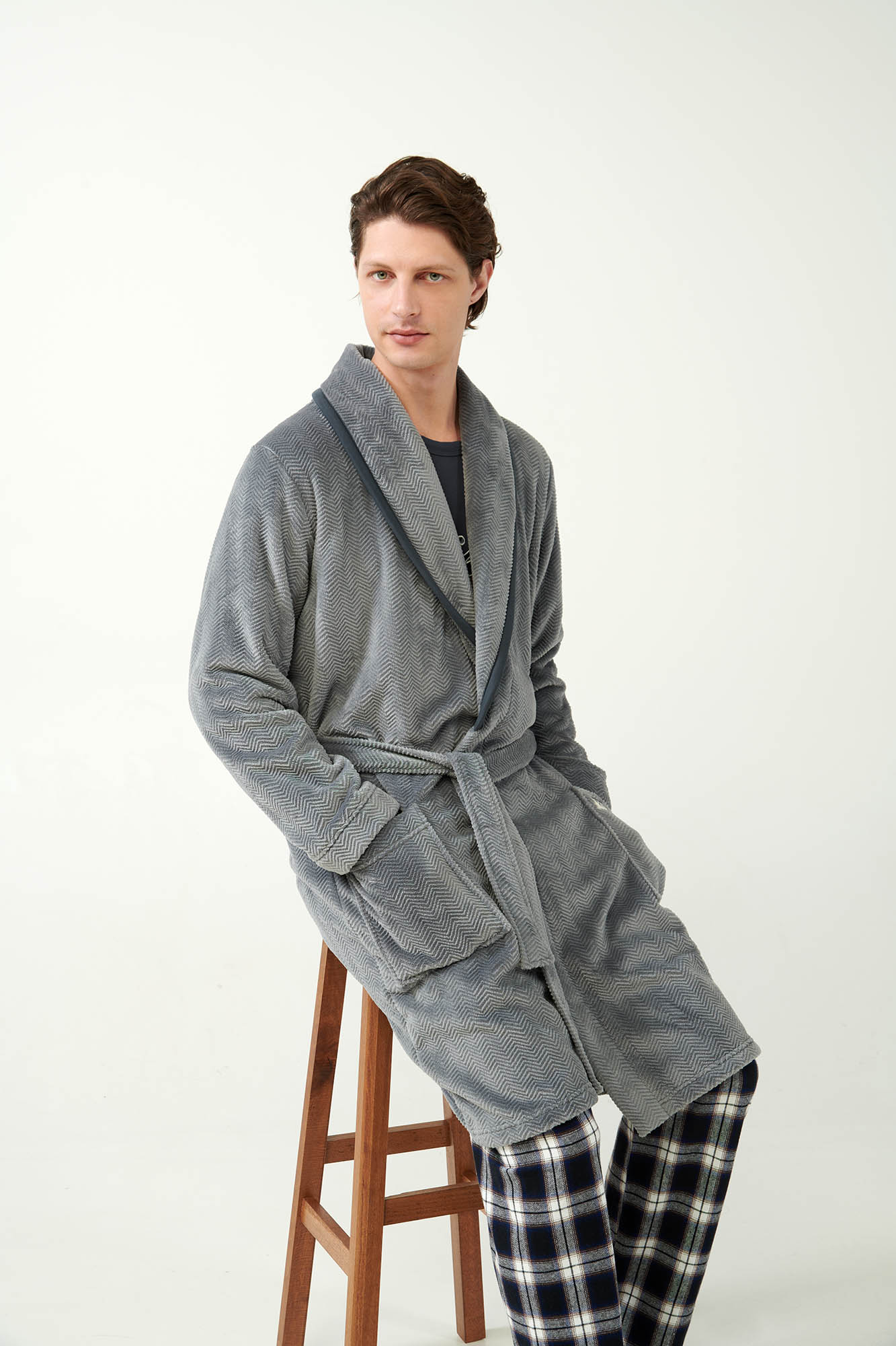 Vamp - Μακριά Σταυρωτή Fleece Ρόμπα