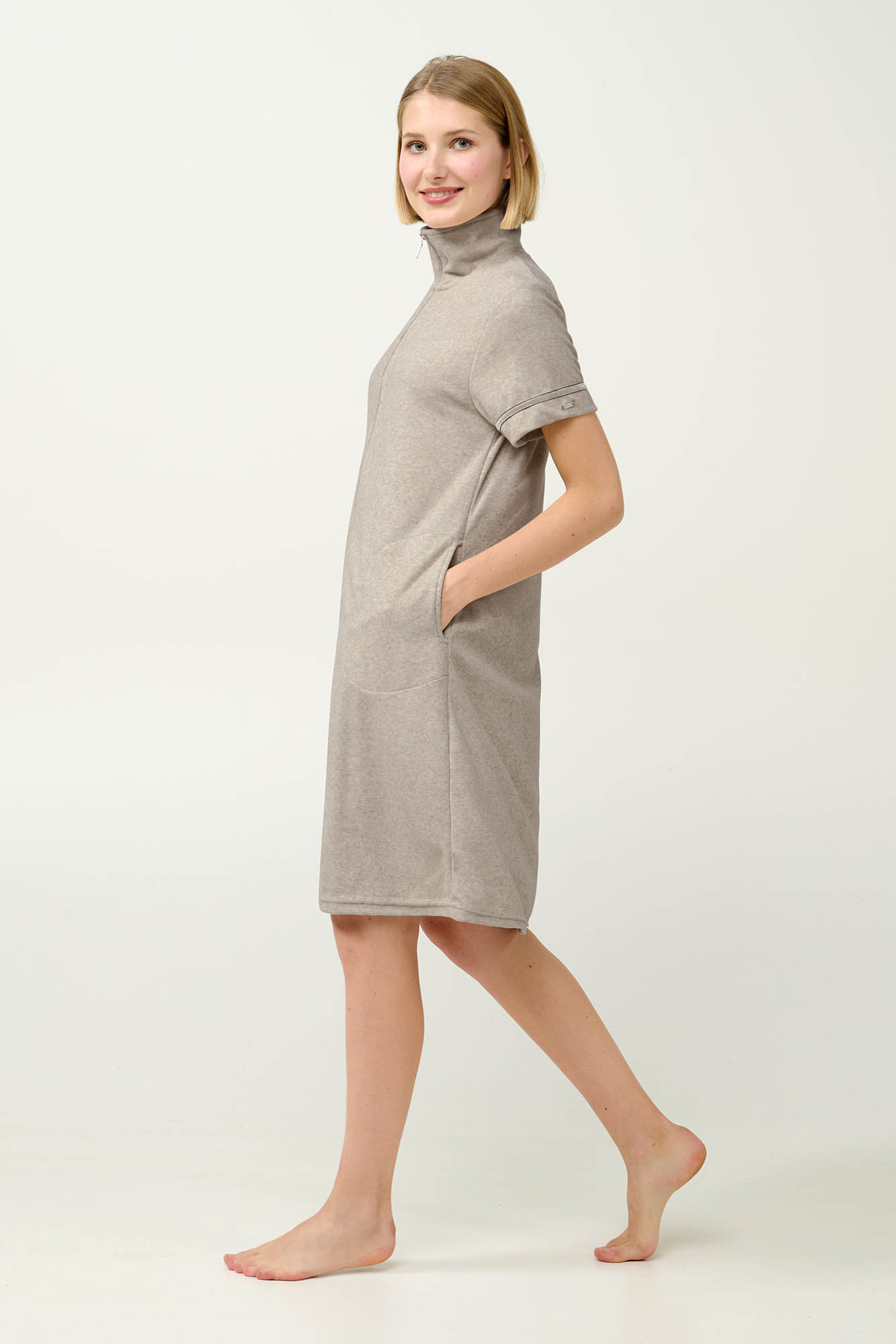 Vamp - Γυναικείο Frottee Ρόμπα με Κοντό Μανίκι