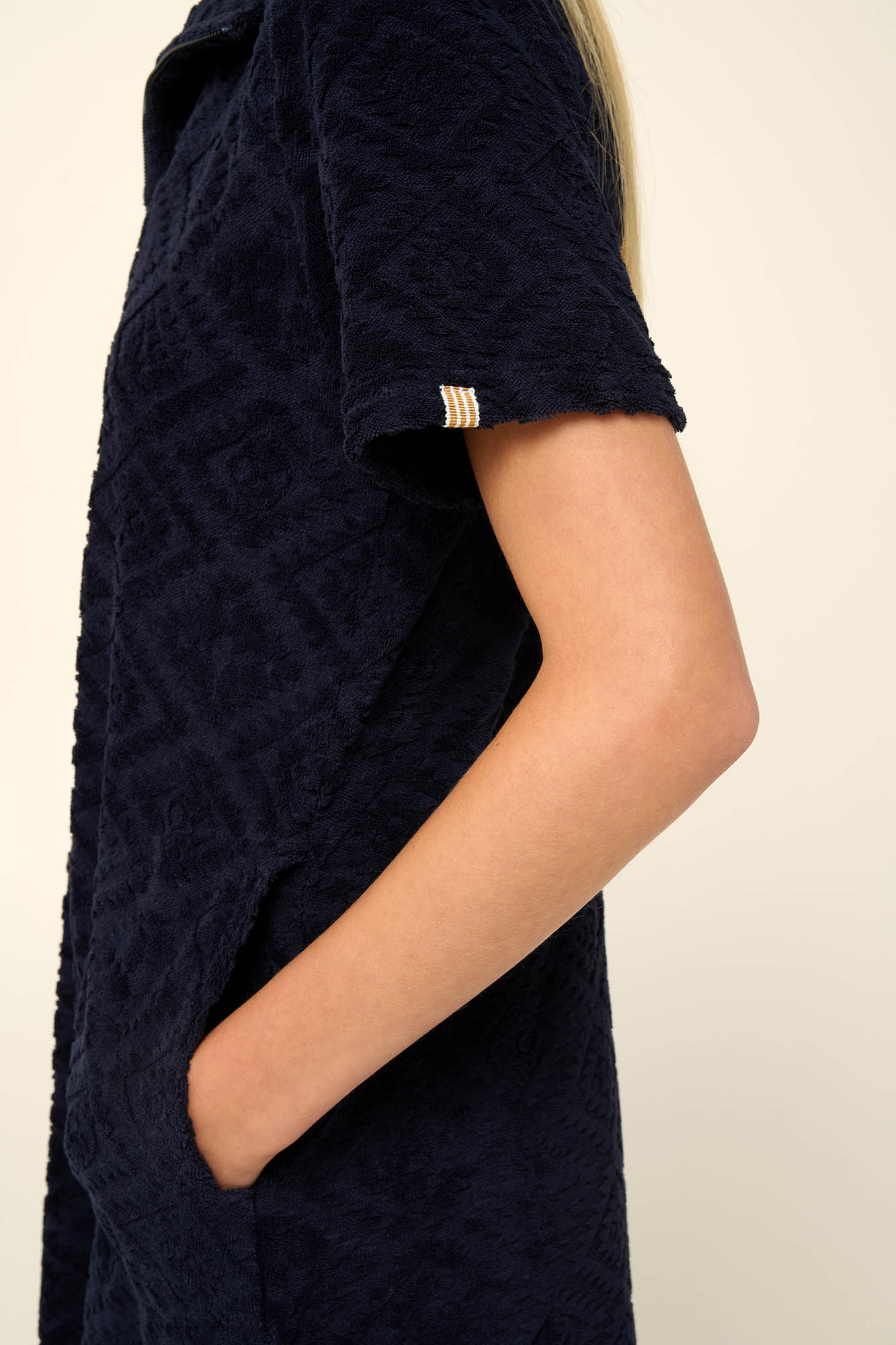 Vamp - Μονόχρωμο Frottee Φόρεμα Θαλάσσης με Φερμουάρ