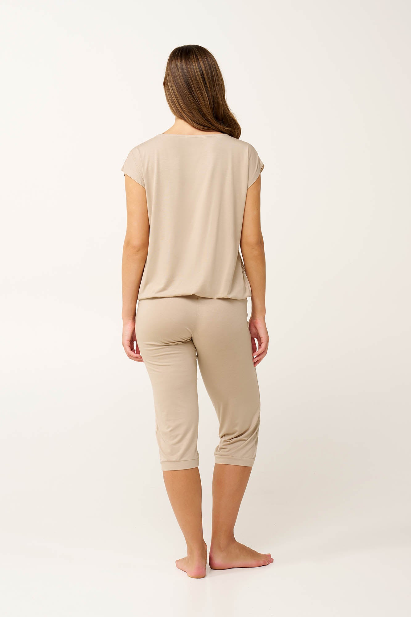 Vamp - Γυναικεία Micromodal Πυτζάμα με Κάπρι Παντελόνι