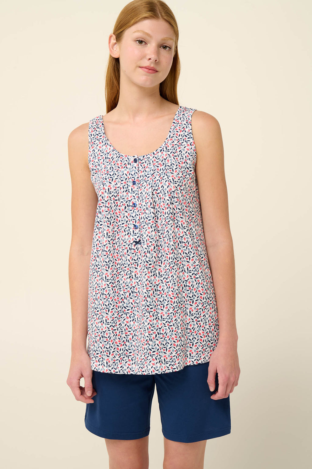 Vamp - Βαμβακερή Γυναικεία Πυτζάμα με Κοντό Παντελόνι