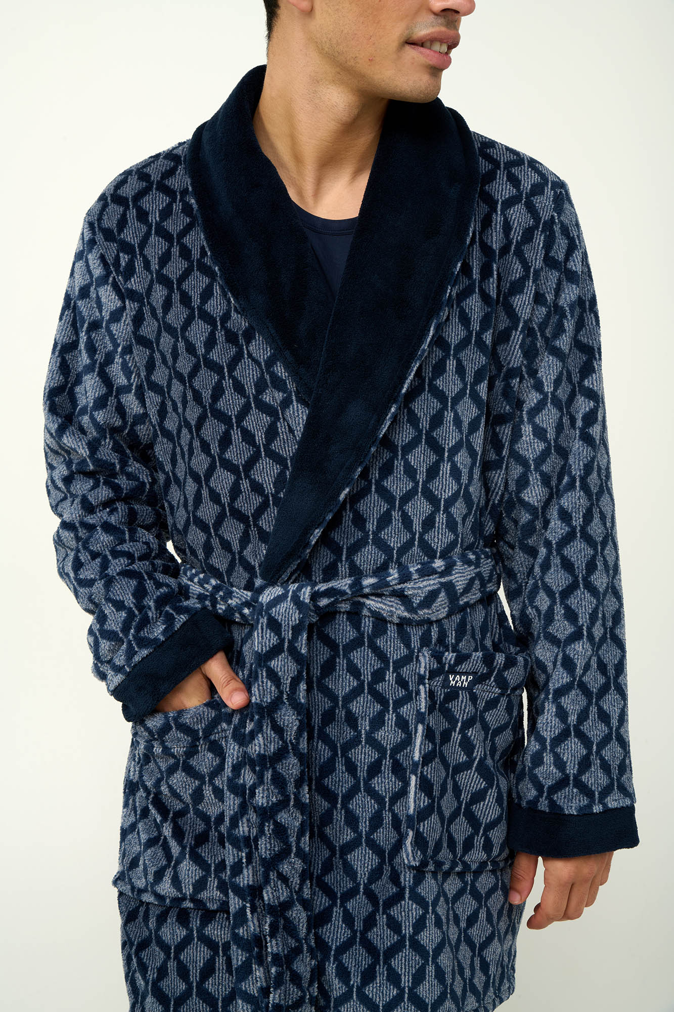 Vamp - Ανδρική Σταυρωτή Fleece Ρόμπα