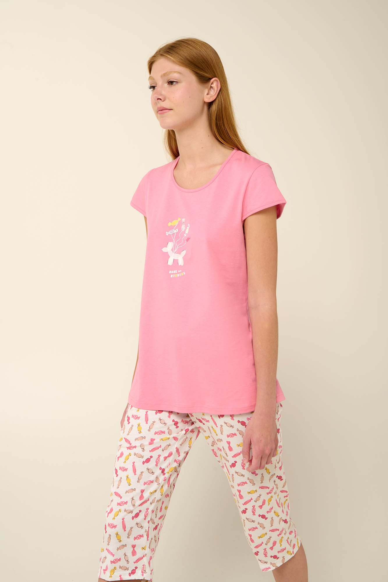 Vamp - Βαμβακερή Γυναικεία Πυτζάμα με Κάπρι Παντελόνι