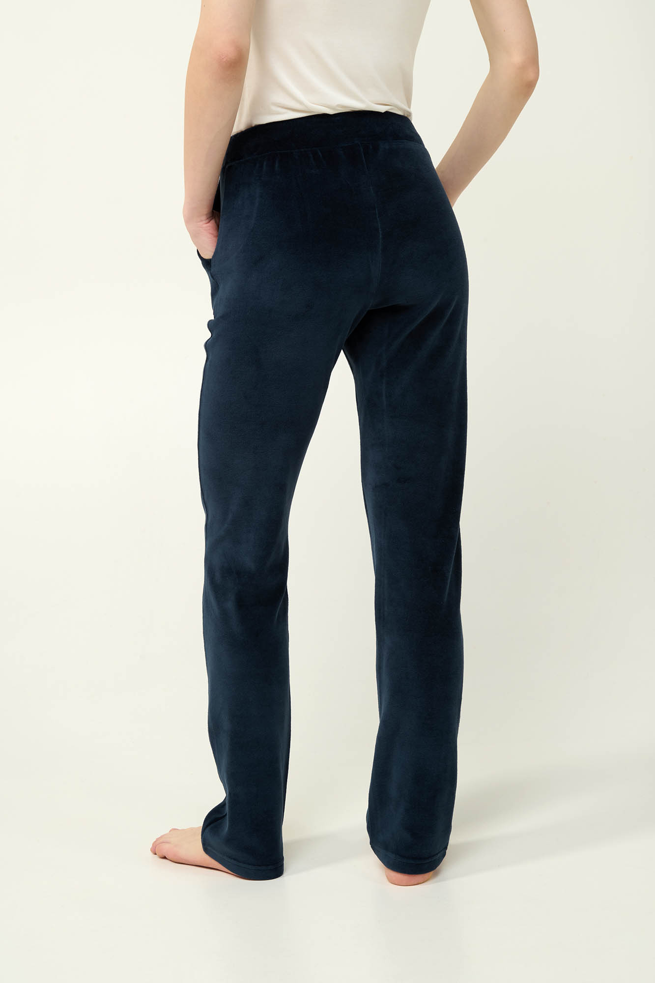 Vamp - Γυναικείο Παντελόνι Velvet με Τσέπες