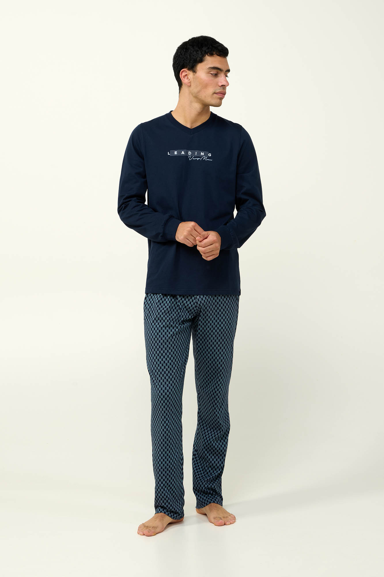 Vamp - Ανδρική Βαμβακερή Πυτζάμα με Μανσέτες