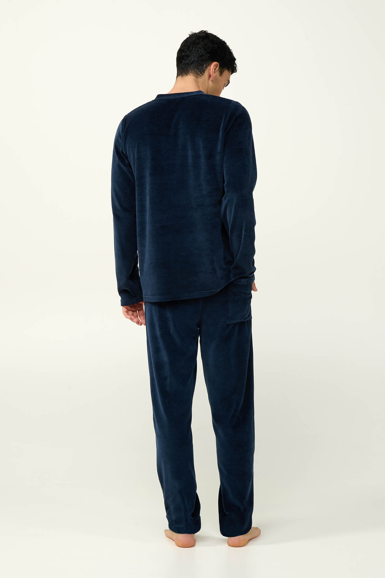 Vamp - Μονόχρωμη Ανδρική Velvet Πυτζάμα