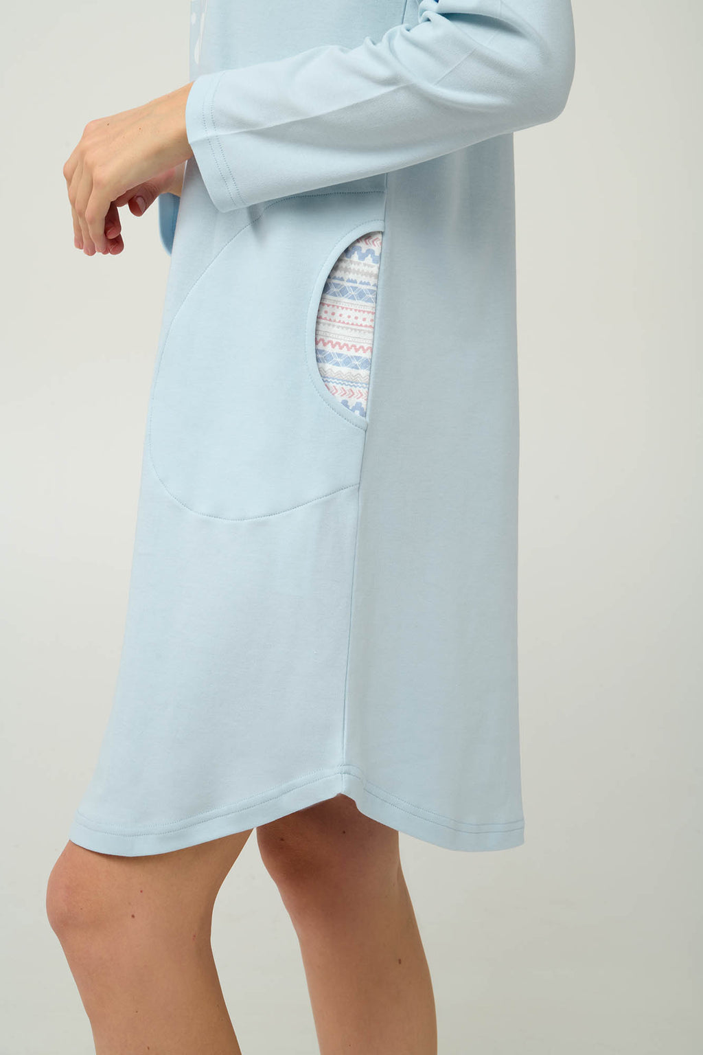 Vamp - Γυναικείο Βαμβακερό Νυχτικό με Τσέπες