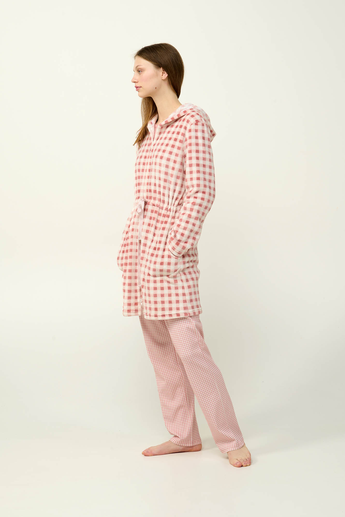 Vamp - Γυναικεία Fleece Ρόμπα με Κουκούλα