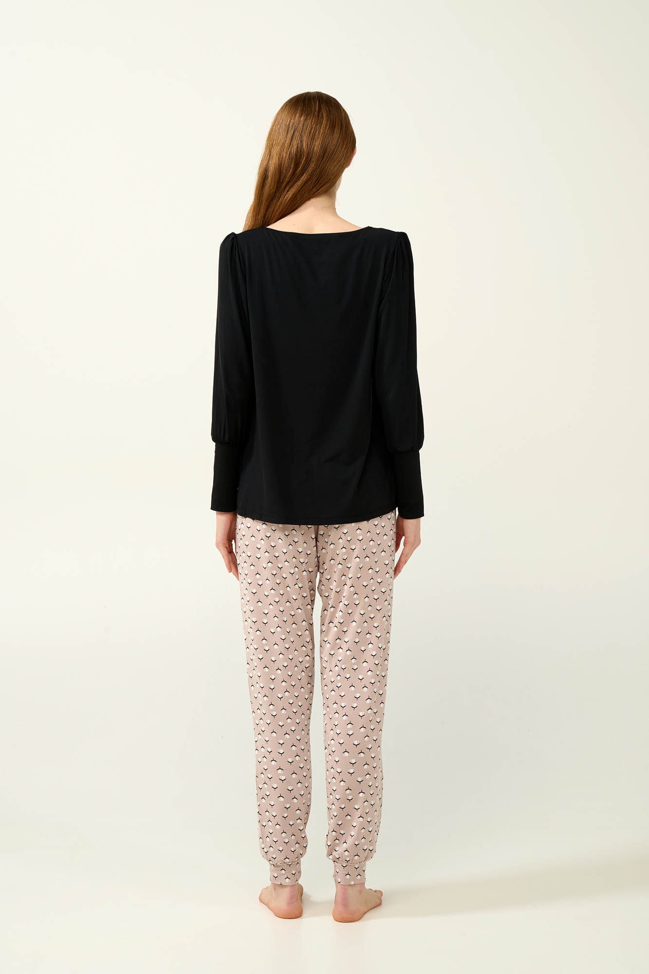 Vamp - Φλοράλ Γυναικεία Πυτζάμα Micromodal με Μανσέτες