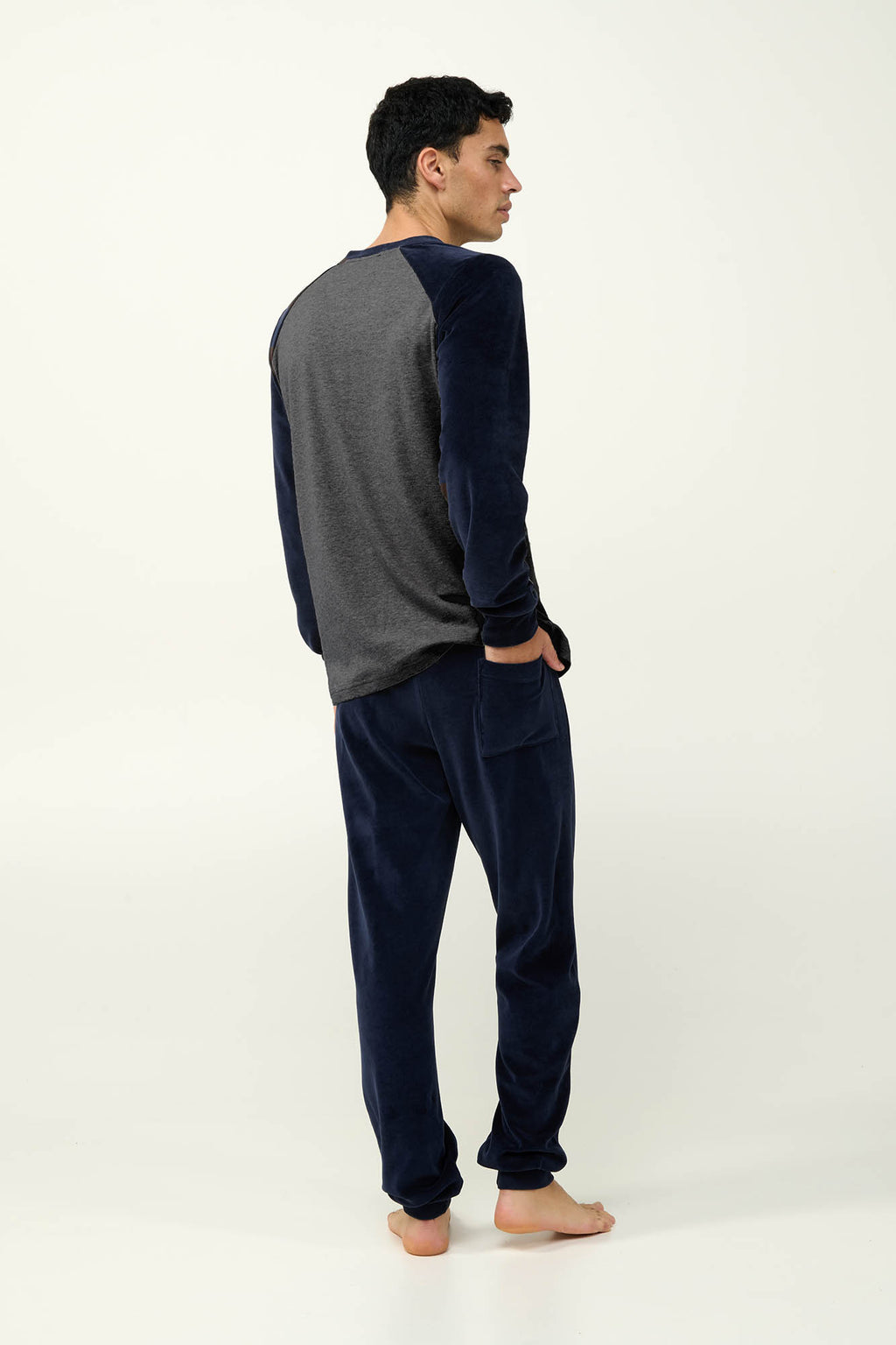 Vamp - Ανδρική Velvet Πυτζάμα με Μανσέτες