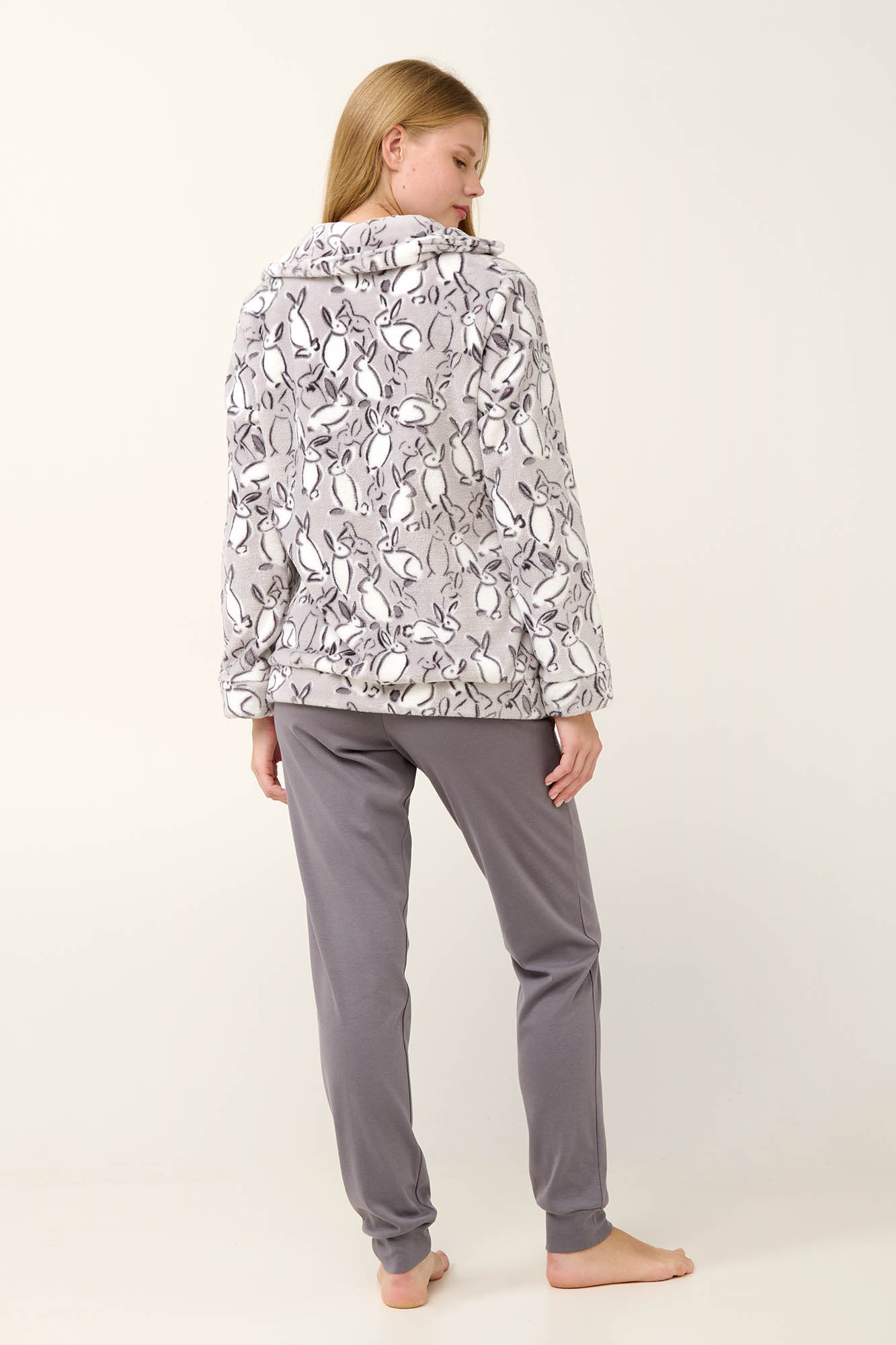 Vamp - Κοντή Fleece Ρόμπα με Φερμουάρ