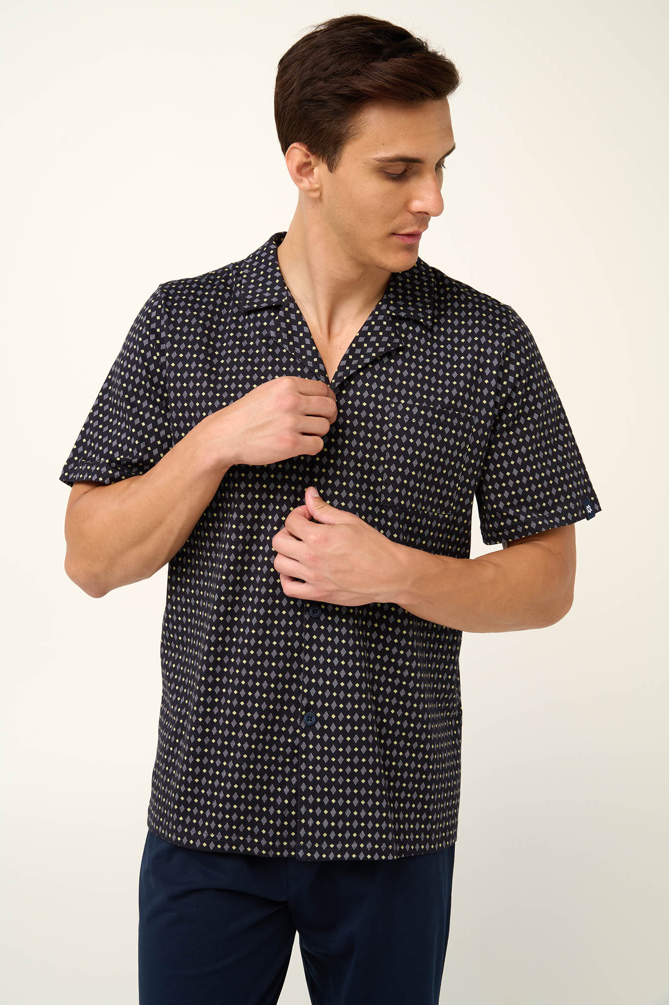 Vamp - Βαμβακερή Ανδρική Πυτζάμα με Μακρύ Παντελόνι