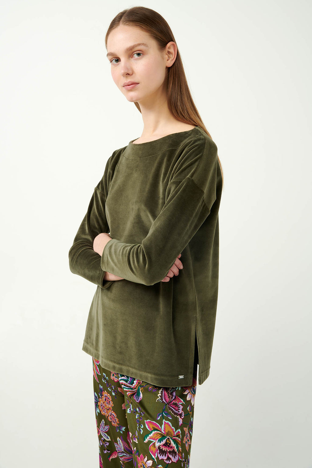 Vamp - Φλοράλ Πυτζάμα με Τοπ από Βελούδο