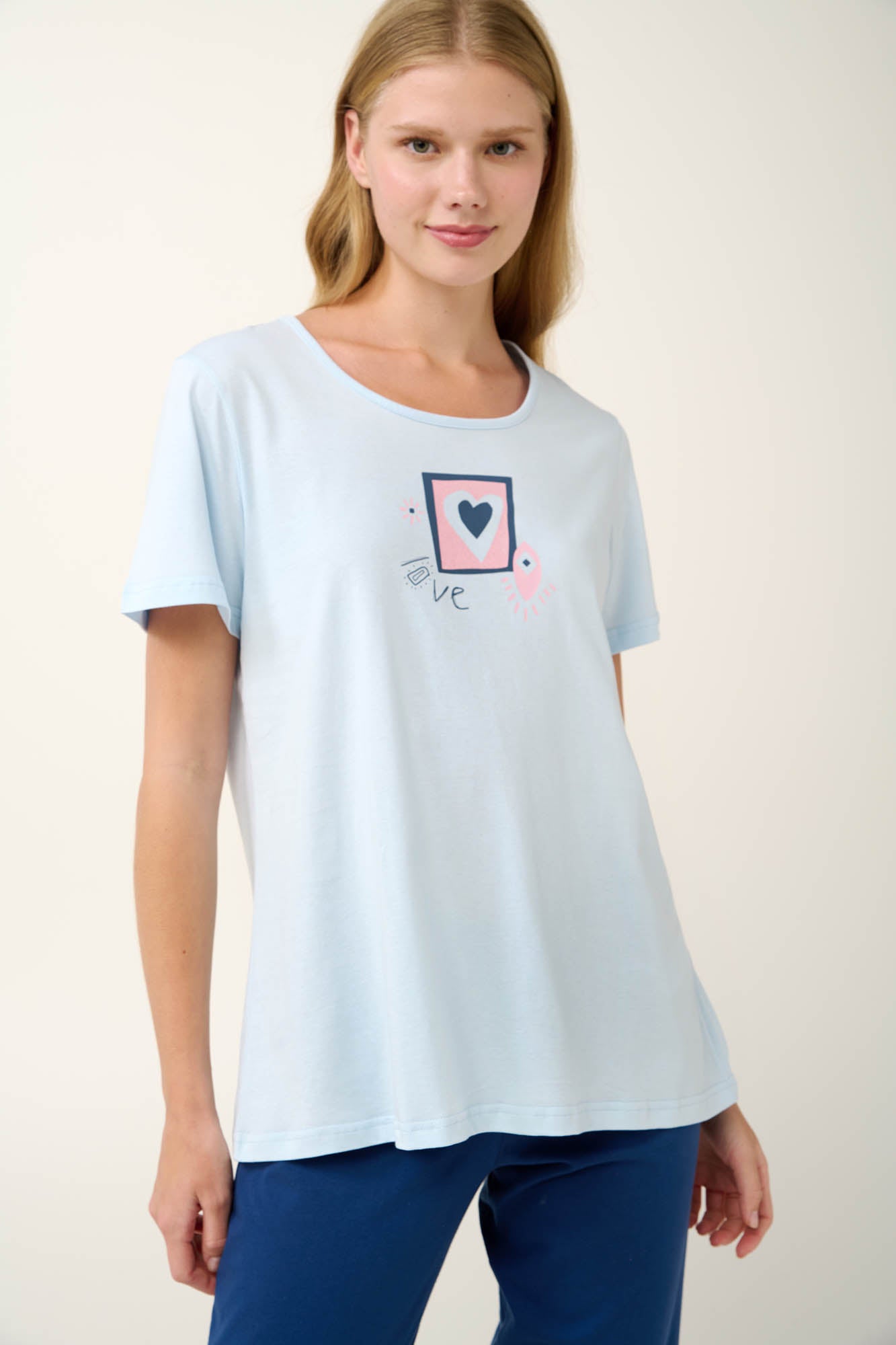 Vamp - Βαμβακερή Γυναικεία Πυτζάμα με Τύπωμα Καρδιές