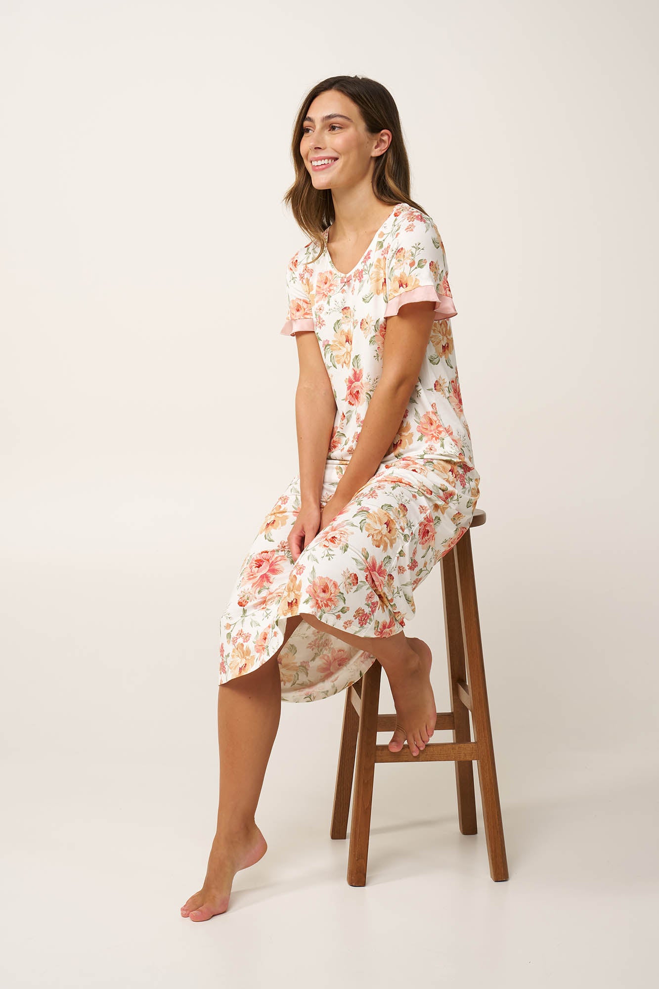 Vamp - Micromodal Μακρύ Φλοράλ Νυχτικό