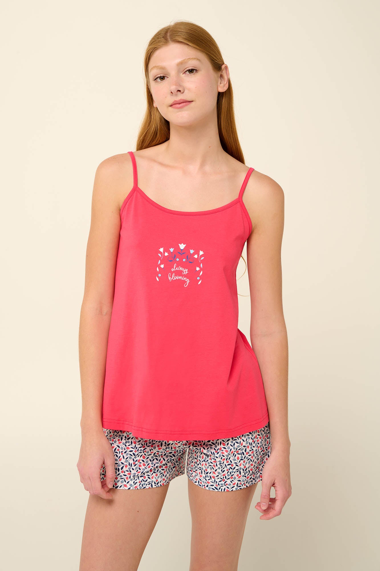 Vamp - Βαμβακερό Babydoll με Φλοράλ Κοντό Παντελόνι