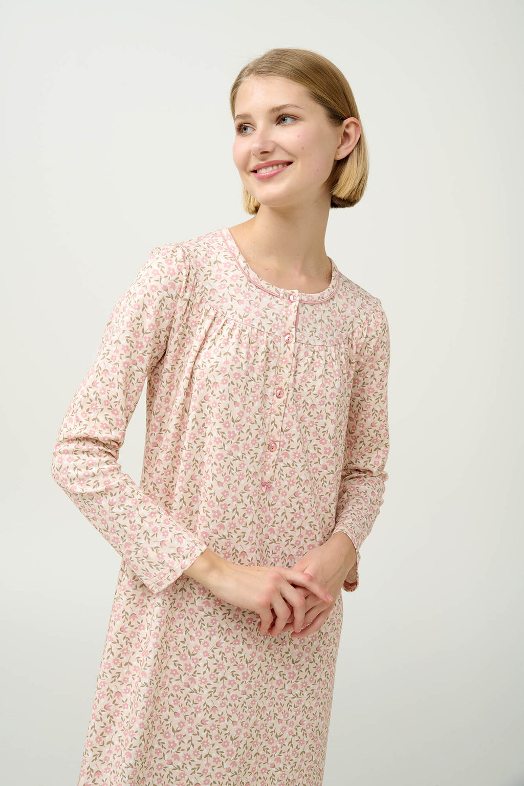 Vamp - Βαμβακερό Φλοράλ Νυχτικό με Πατιλέτα