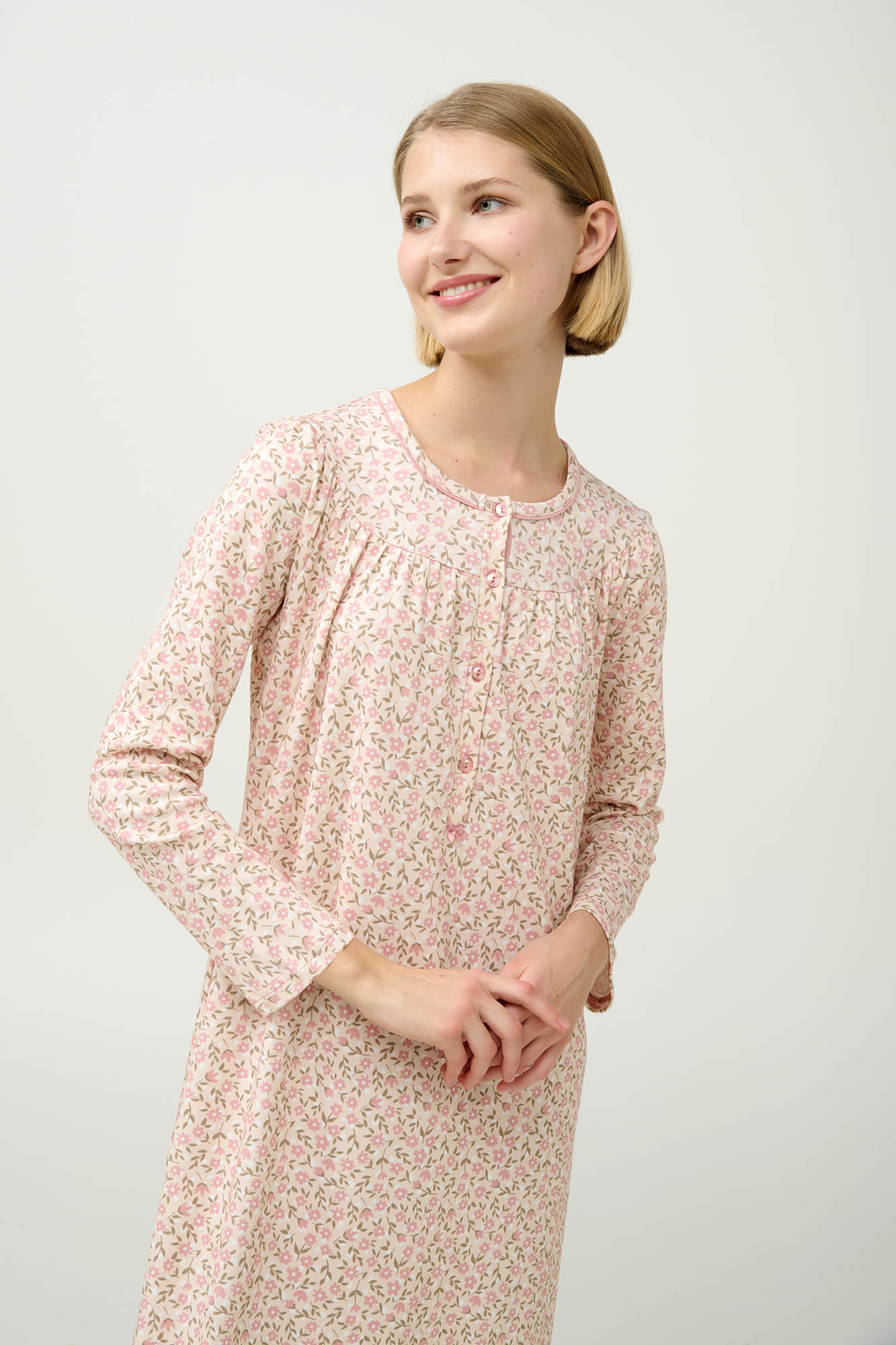 Vamp - Βαμβακερό Φλοράλ Νυχτικό με Πατιλέτα