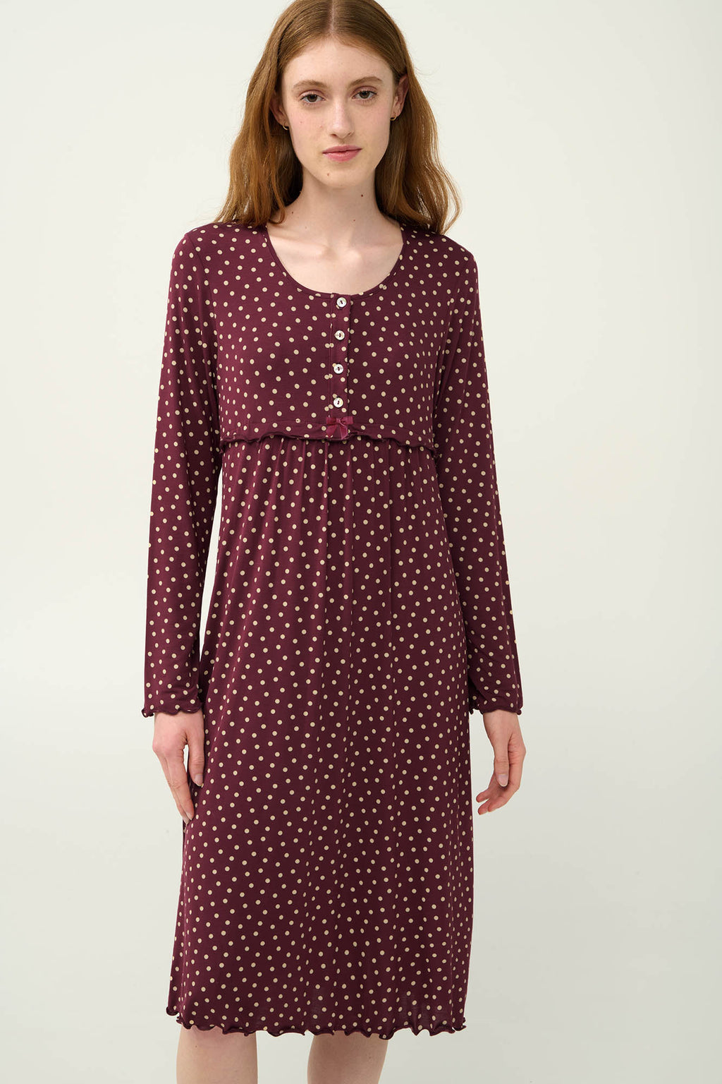 Vamp - Micromodal Πουά Νυχτικό Εγκυμοσύνης και Θηλασμού