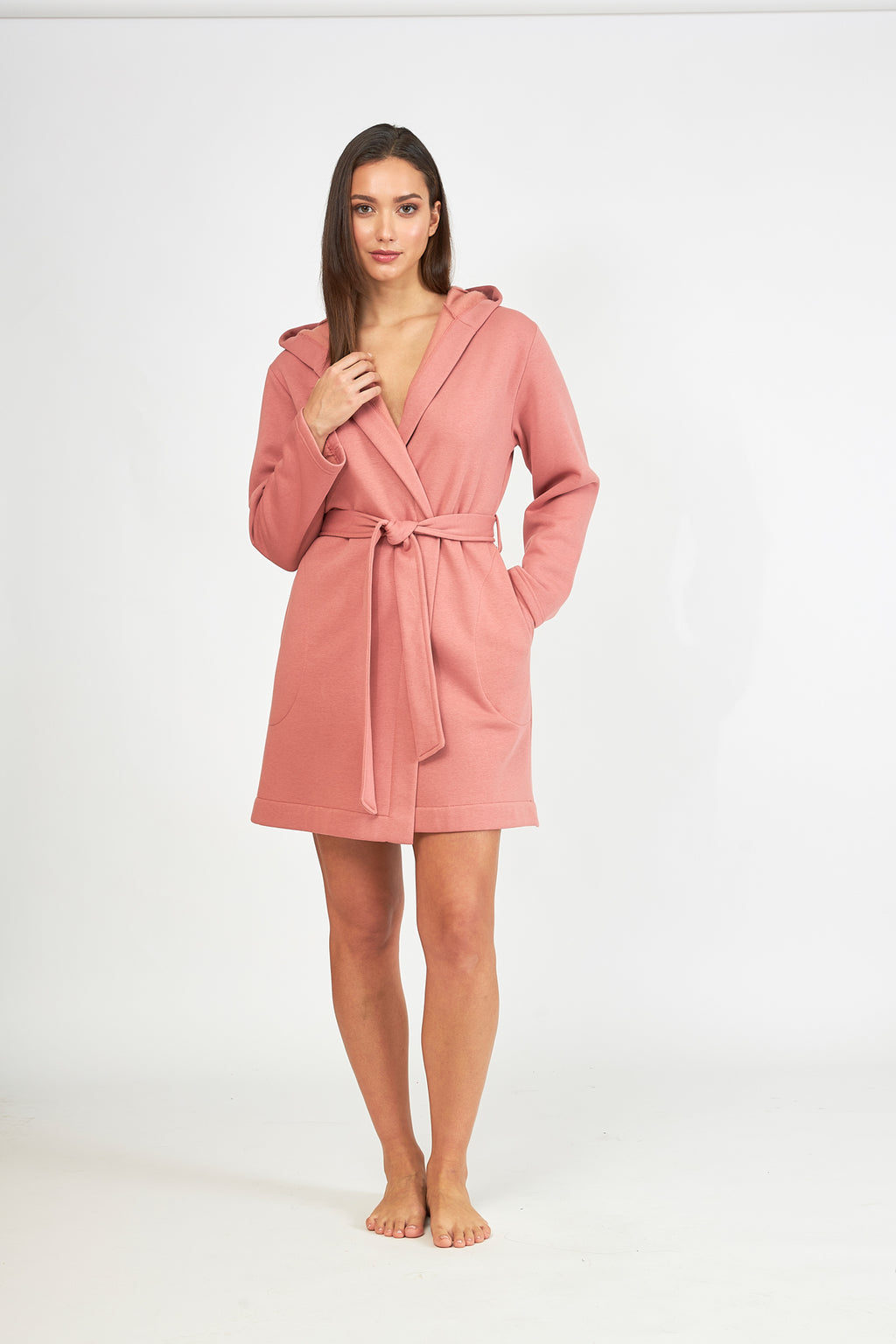 Harmony - Ρόμπα Φούτερ Σταυρωτή Με Τσεπάκια Cocoa