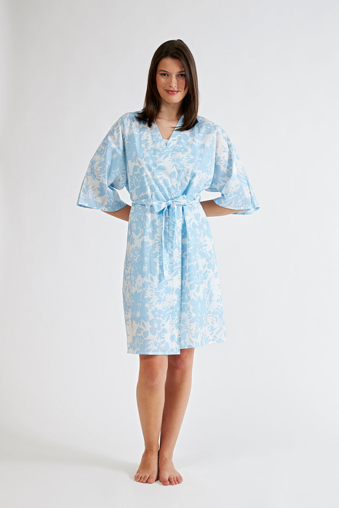 Harmony - Ρόμπα Σταυρωτή Εμπριμέ Cotton Ποπλίνα Ciel