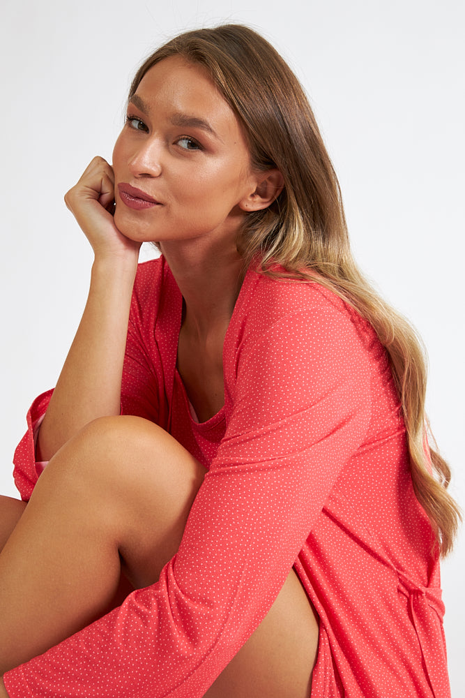 Harmony - Ρόμπα Πουά Σταυρωτή Micro Modal  Pomegranate