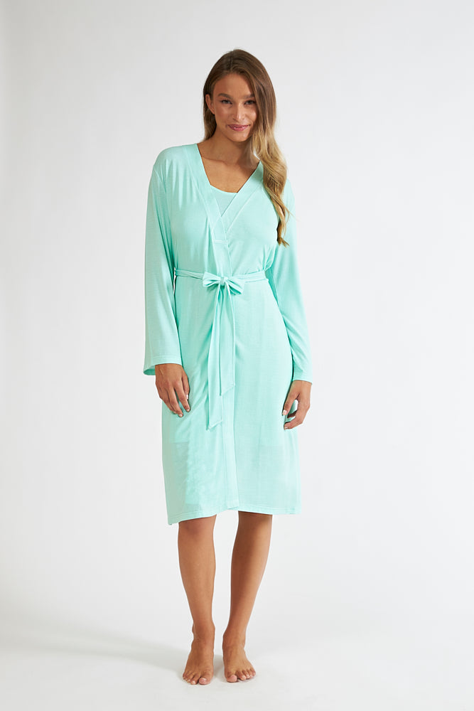 Harmony - Ρόμπα Πουά Σταυρωτή Micro Modal  Mint