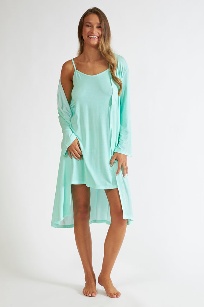 Harmony - Ρόμπα Πουά Σταυρωτή Micro Modal  Mint