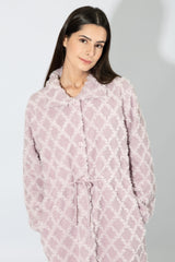 Harmony - Fleece Ζακάρ Ρόμπα Midi Με Κουμπιά  Lilac