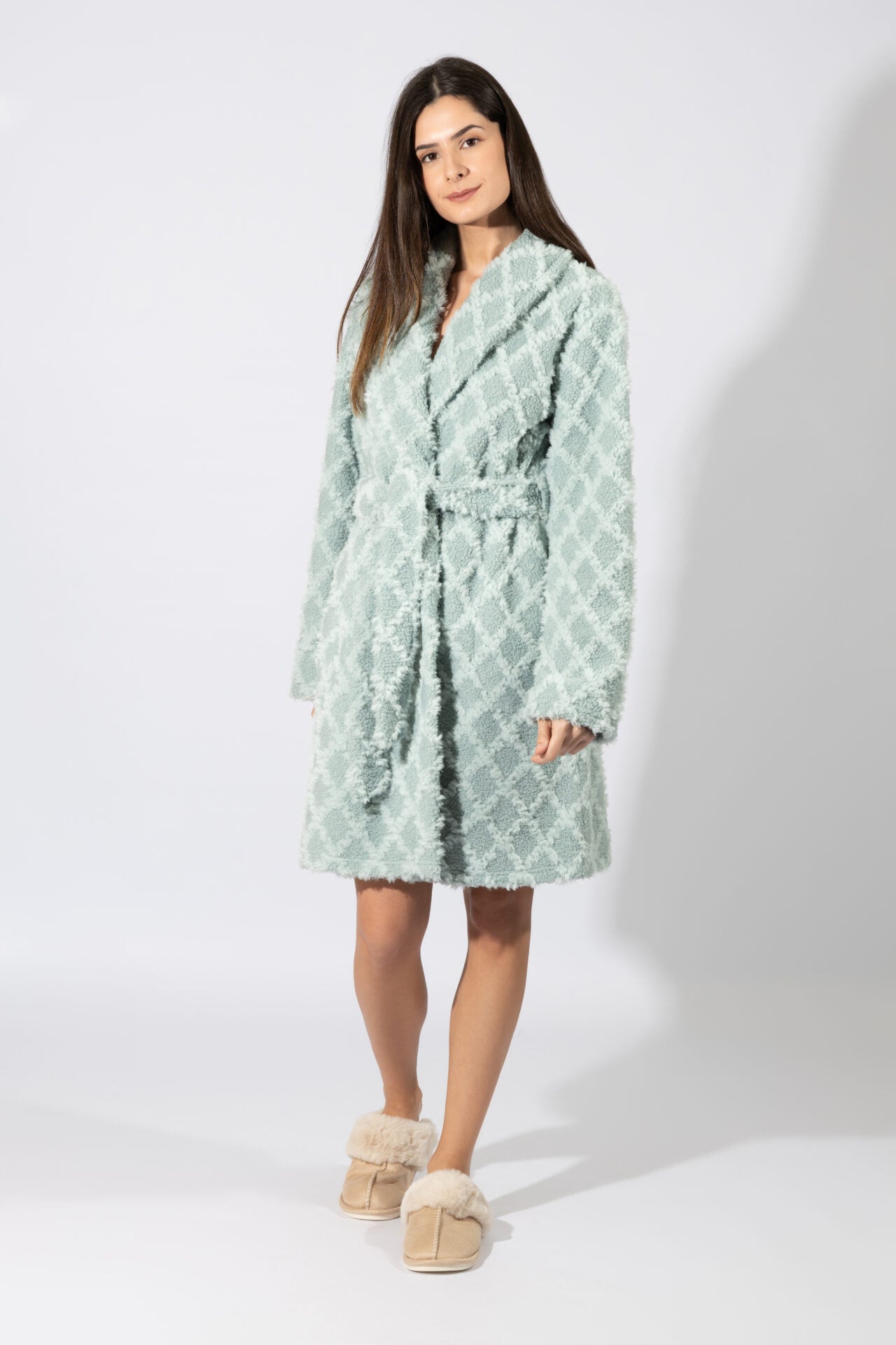 Harmony - Fleece Ζακάρ Ρόμπα Midi Σταυρωτή  Mint