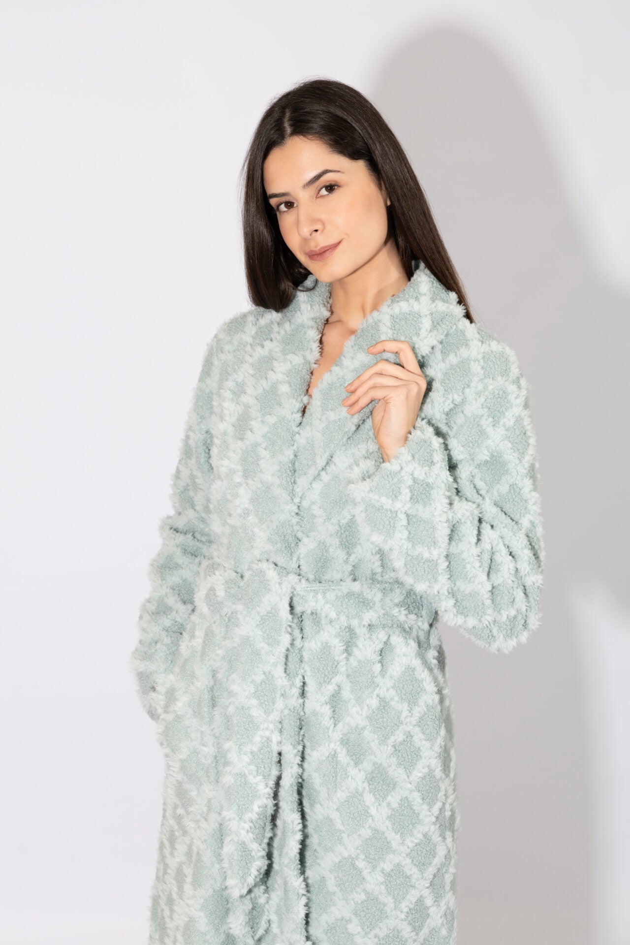 Harmony - Fleece Ζακάρ Ρόμπα Midi Σταυρωτή  Mint