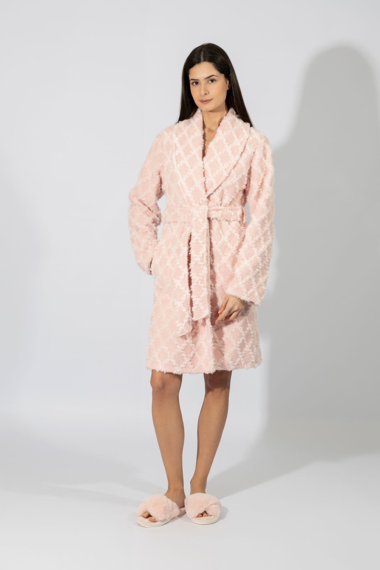 Harmony - Fleece Ζακάρ Ρόμπα Midi Σταυρωτή  Pink