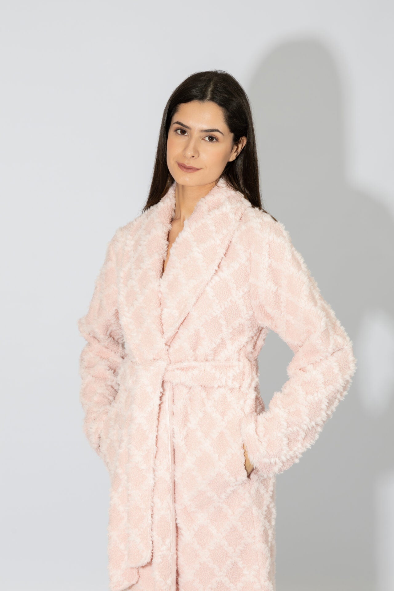 Harmony - Fleece Ζακάρ Ρόμπα Midi Σταυρωτή  Pink