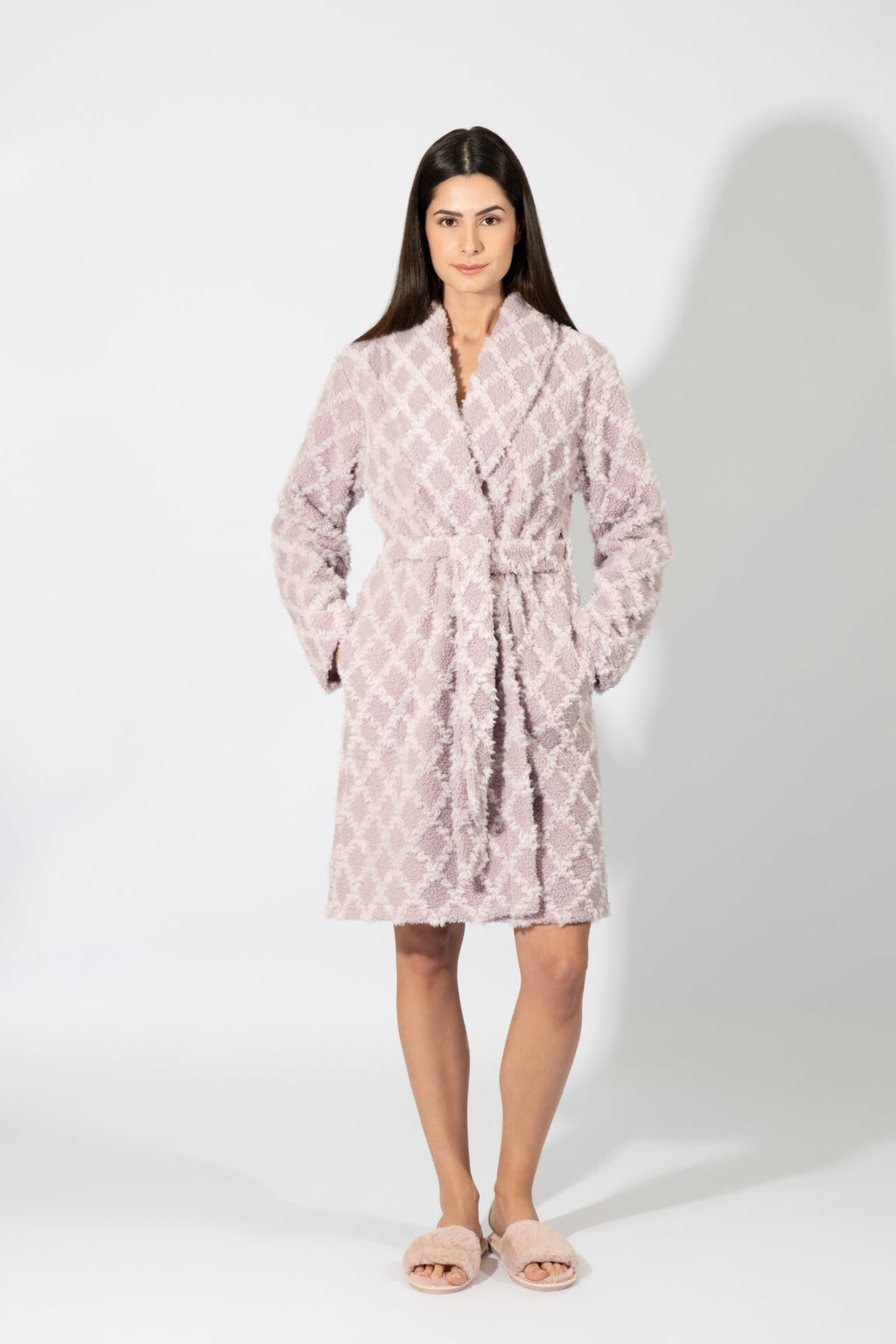 Harmony - Fleece Ζακάρ Ρόμπα Midi Σταυρωτή  Lilac