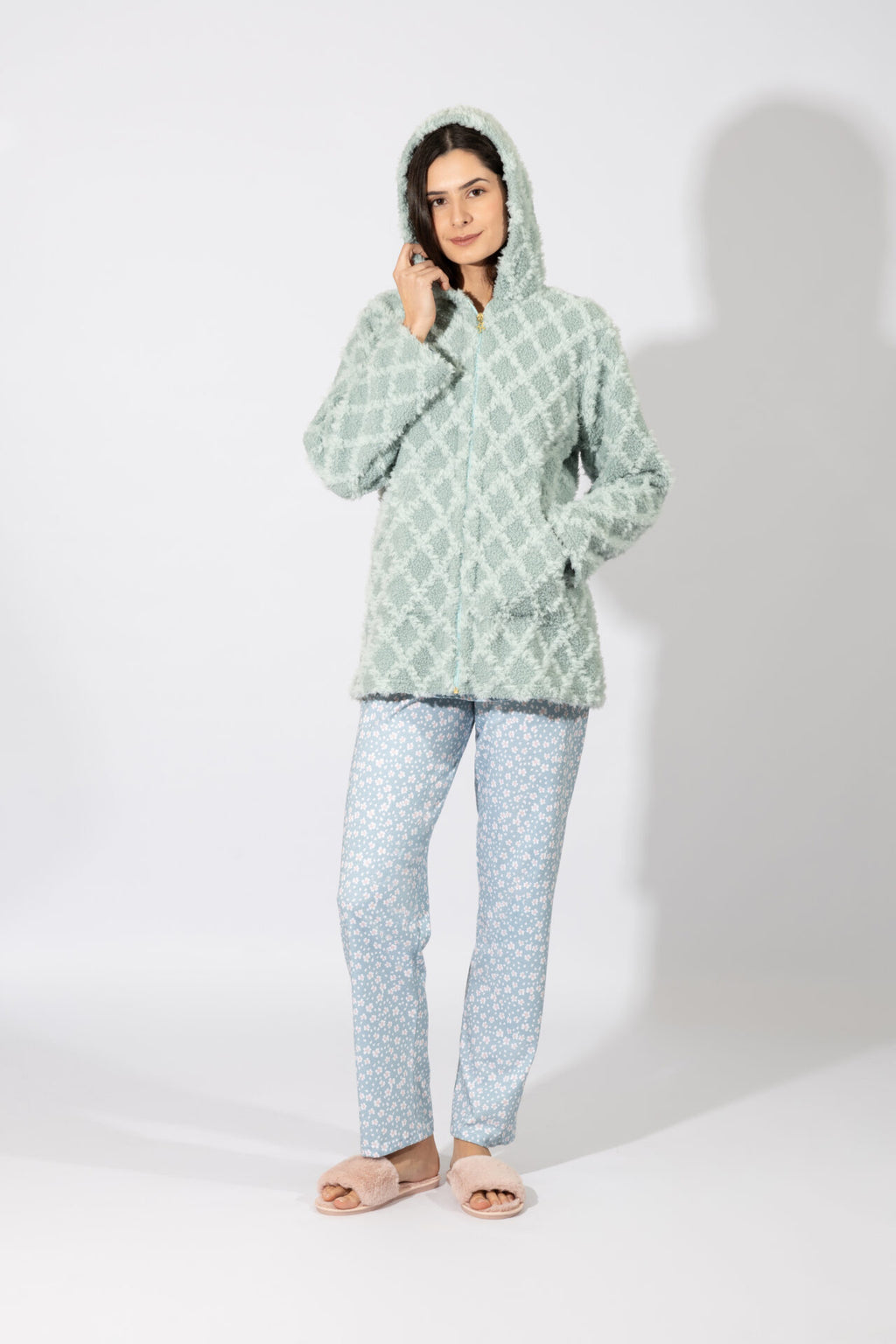 Harmony - Fleece Ζακάρ Ζακέτα Με Κουκούλα  Mint