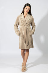 Harmony - Fleece Ρόμπα Midi Σταυρωτή  Beige