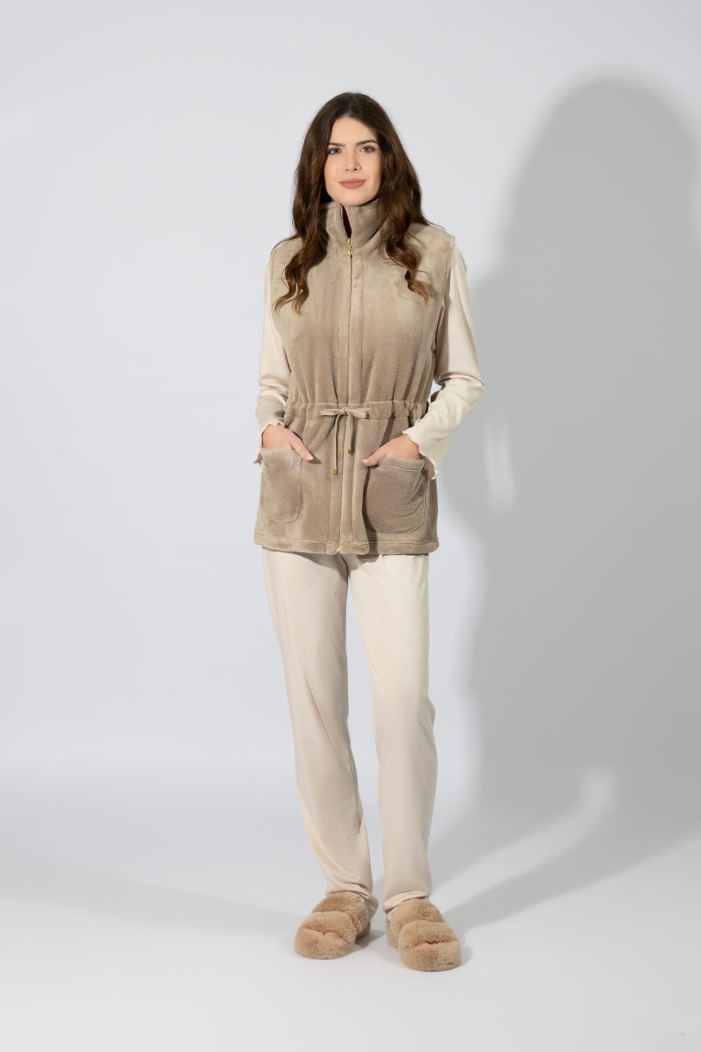 Harmony - Fleece Ζακέτα Αμάνικη  Beige