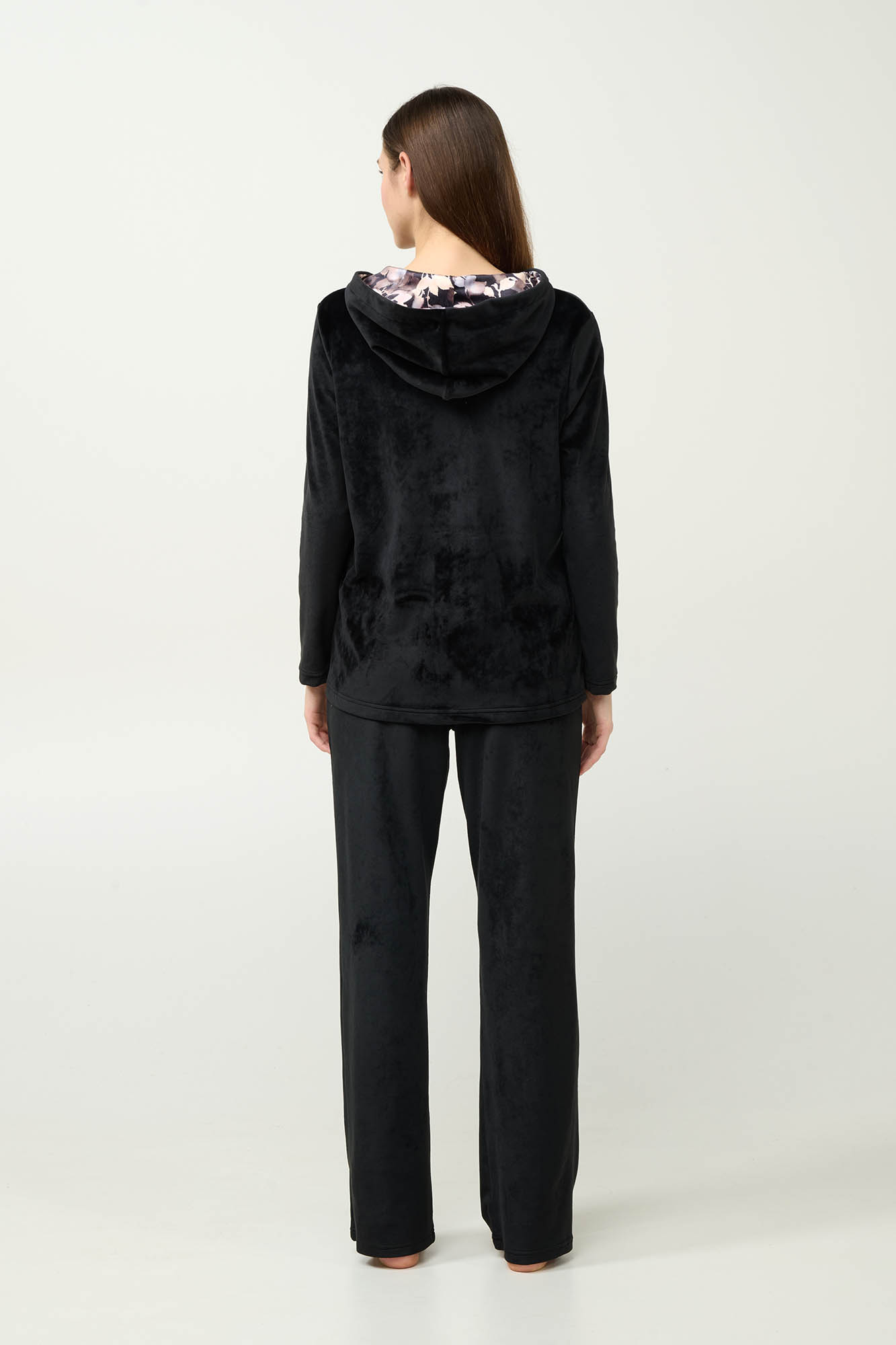 Vamp - Γυναικείο Velvet Lounge Set με Κουκούλα