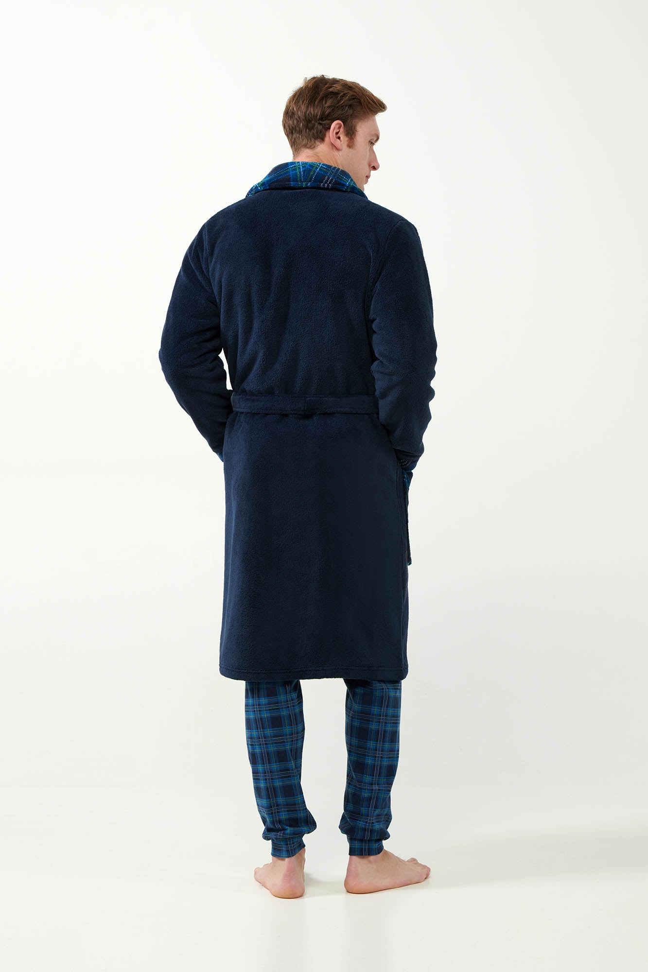 Vamp - Μακριά Σταυρωτή Fleece Ρόμπα με Πέτο