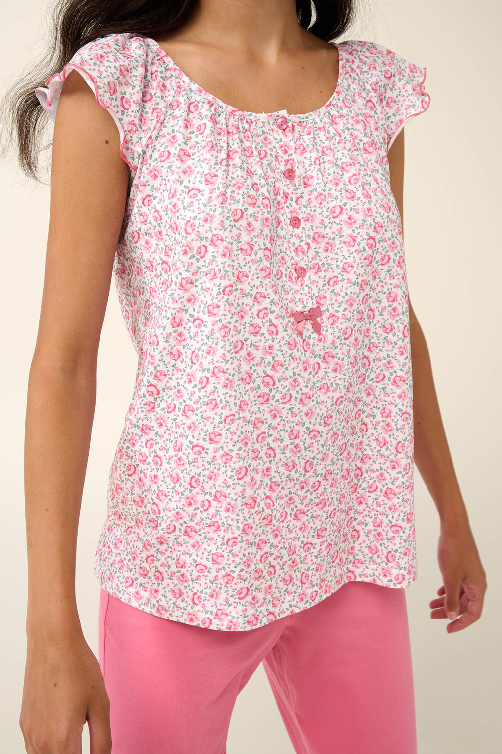 Vamp - Βαμβακερή Γυναικεία Πυτζάμα με Σούρες