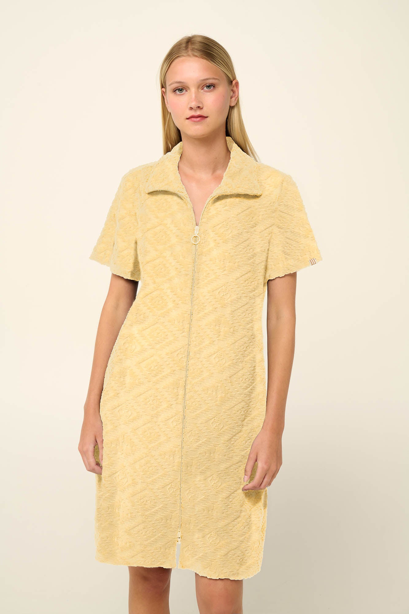 Vamp - Μονόχρωμο Frottee Φόρεμα Θαλάσσης με Φερμουάρ