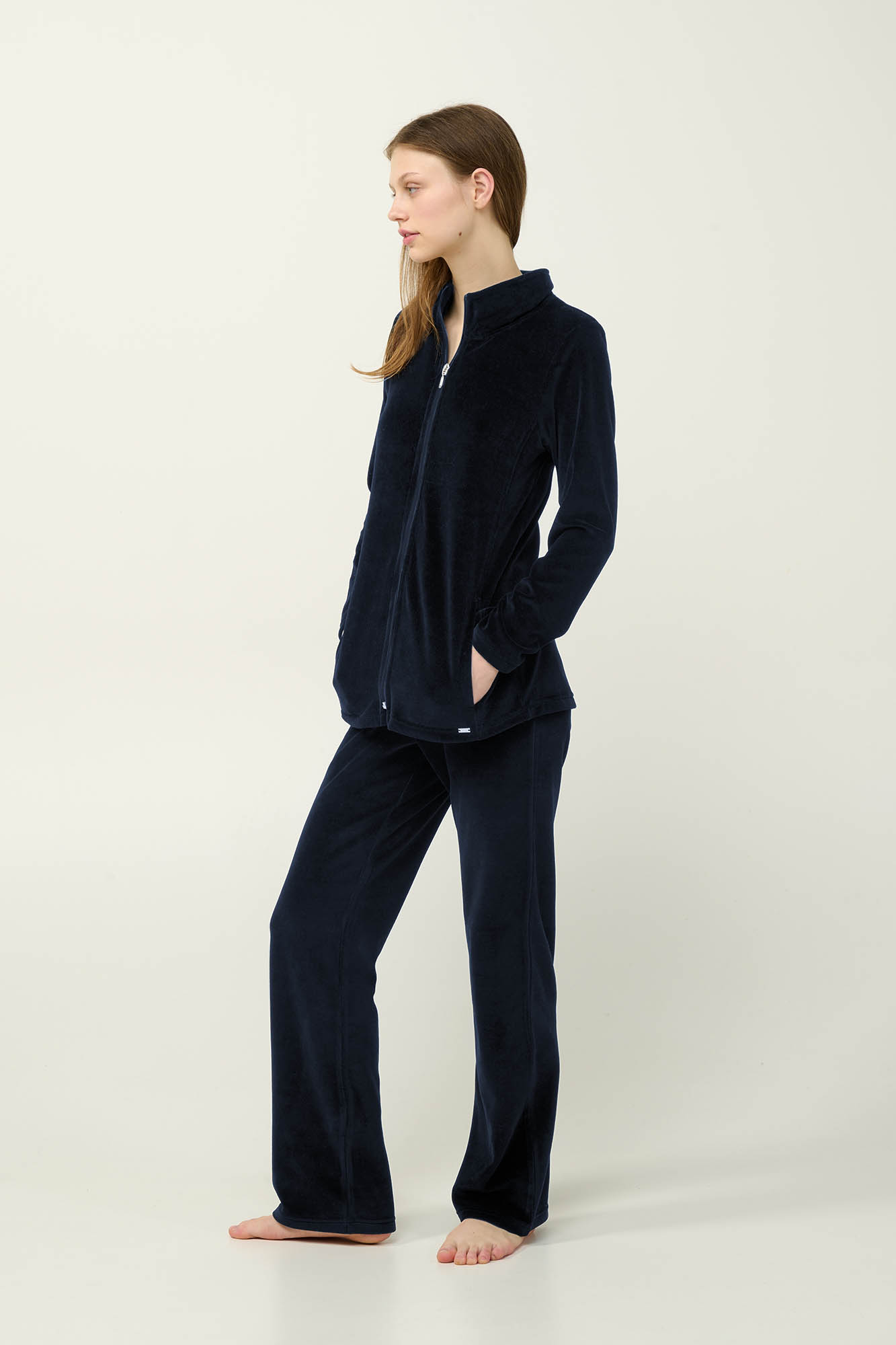 Vamp - Γυναικεία Velvet Φόρμα με Φερμουάρ