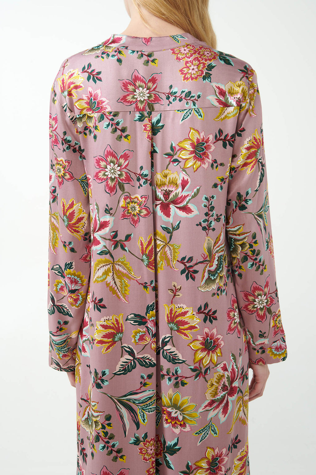 Vamp - Viscose Satin Κουμπωτό Φλοράλ Νυχτικό