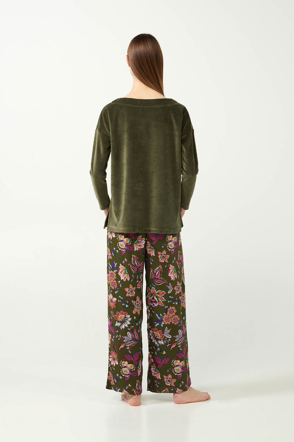 Vamp - Φλοράλ Πυτζάμα με Τοπ από Βελούδο