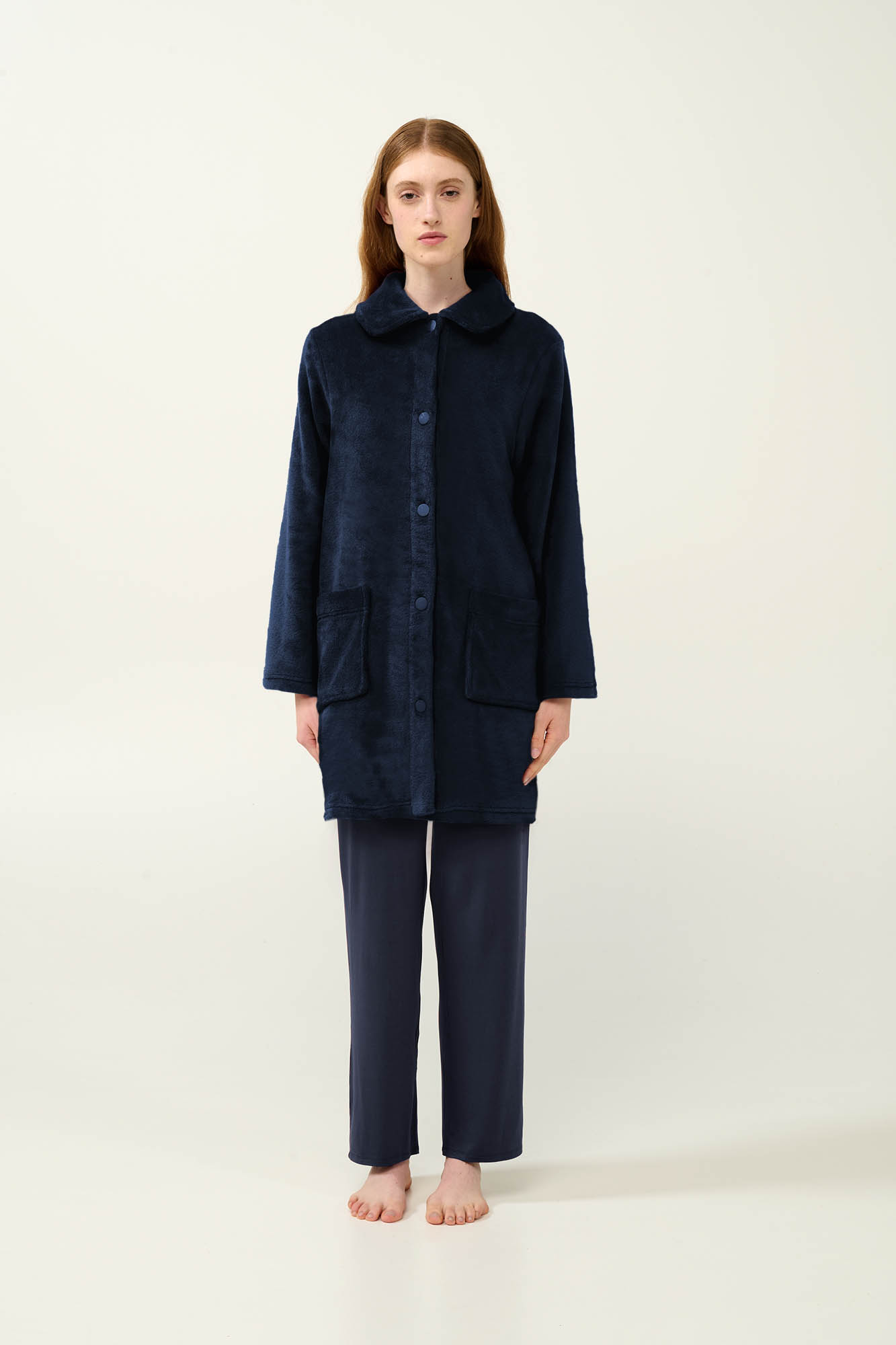 Vamp - Γυναικεία Κουμπωτή Fleece Ρόμπα